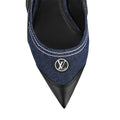 LOUIS VUITTON METALLIC LAMBSKIN ARCHLIGHT SLINGBACK PUMP ARGENT BLUE DENIM