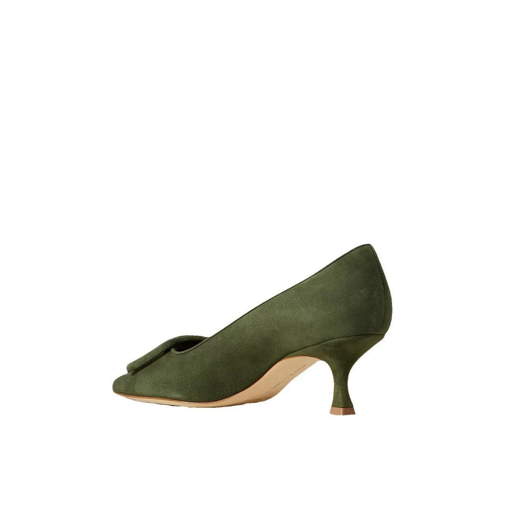 MANOLO BLAHNIK MAYSALE BI-COLOR PUMPS GREEN