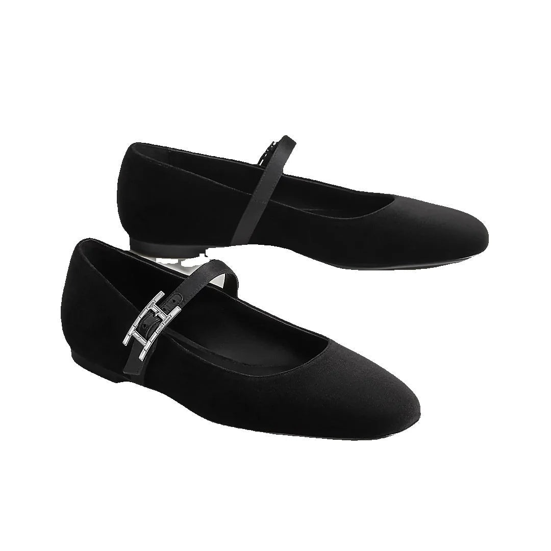 HERMÈS LIGHT BALLET FLAT BLACK VELVET
