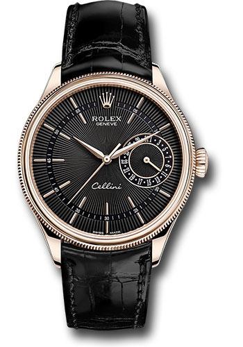 rolex-cellini-date-watch-everose-gold-black-dial-black-leather-strap-50515-bkbk