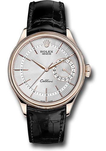 rolex-cellini-date-watch-everose-silver-dial-black-leather-strap-50515-sbk