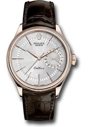 rolex-cellini-date-watch-everose-gold-silver-dial-brown-leather-strap-50515-sbr
