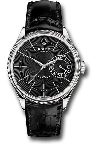 rolex-cellini-date-watch-white-gold-black-dial-black-leather-strap-50519-bkbk