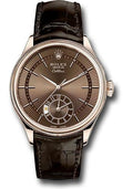 rolex-cellini-dual-time-watch-everose-brown-dial-brown-leather-strap-50525-brbr