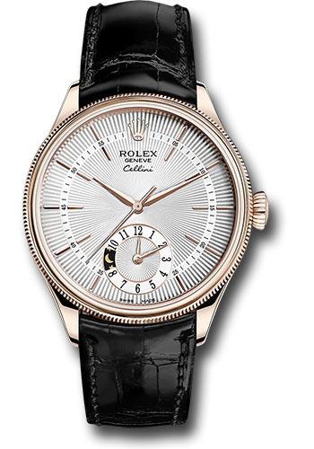 rolex-cellini-dual-time-watch-everose-silver-dial-black-leather-strap-50525-sbk