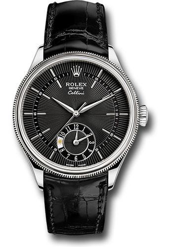 rolex-cellini-dual-time-watch-white-gold-black-dial-black-leather-strap-50529-bkbk