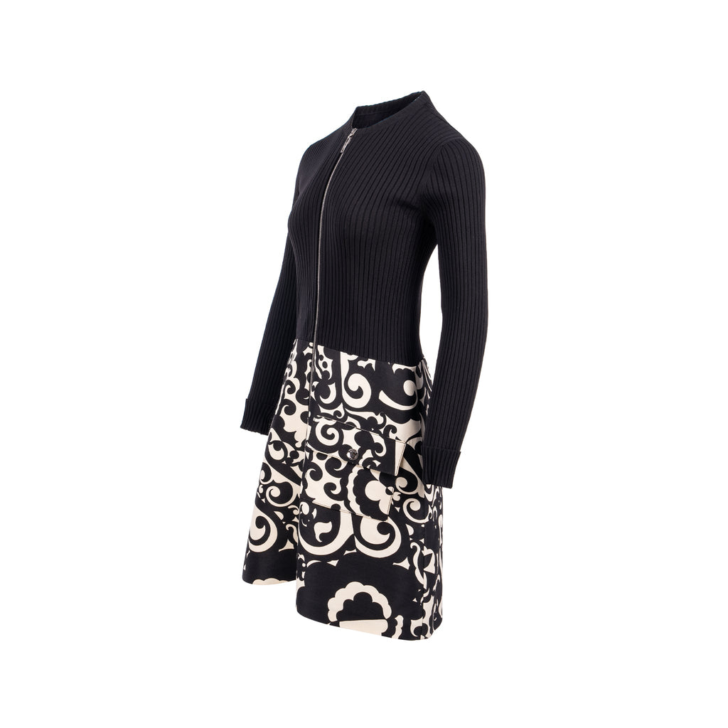 louis-vuitton-size-m-rib-knit-dress-polyamide-wool-black-white