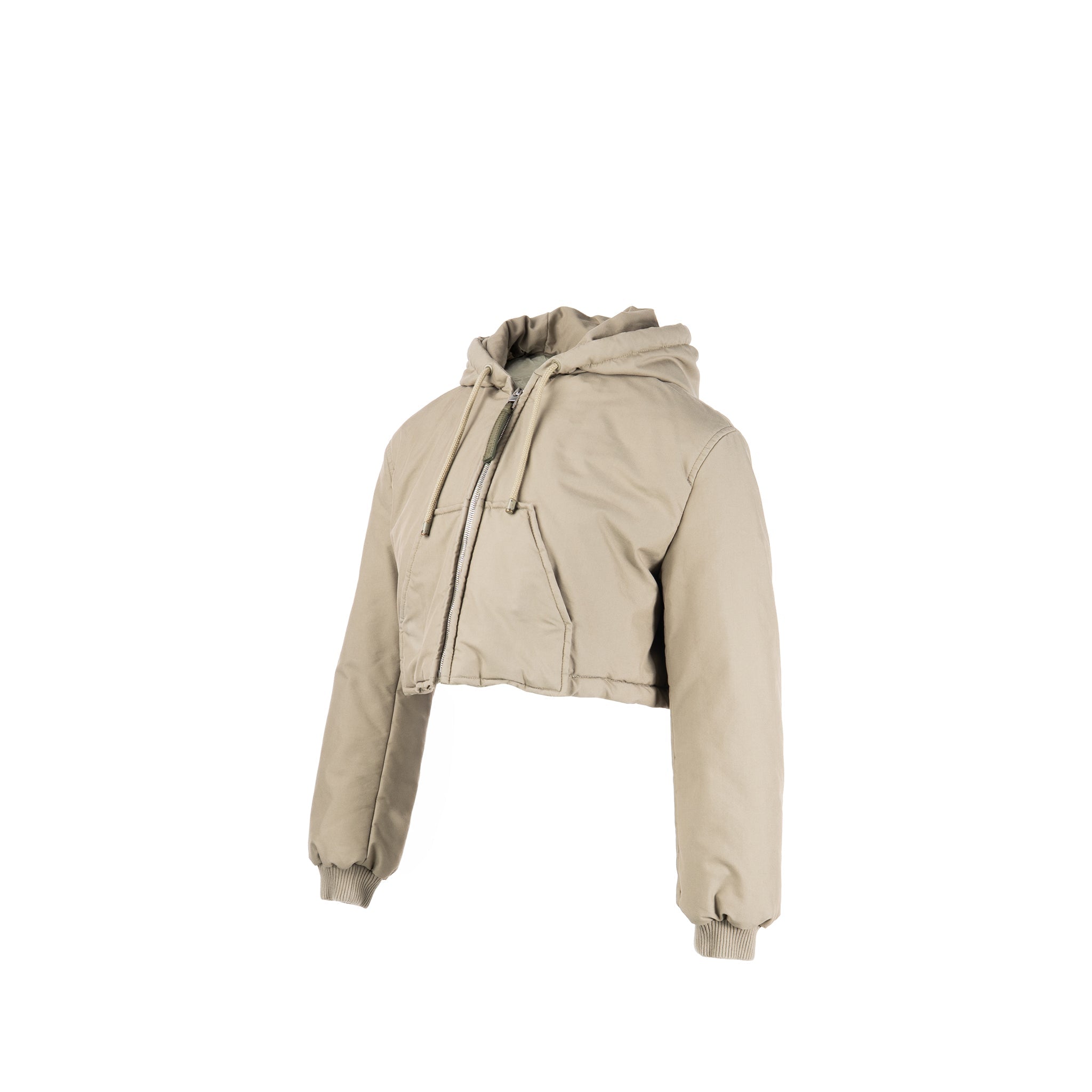 loewe-size-34-cropped-hooded-jacket-cotton-polyester-khaki-green