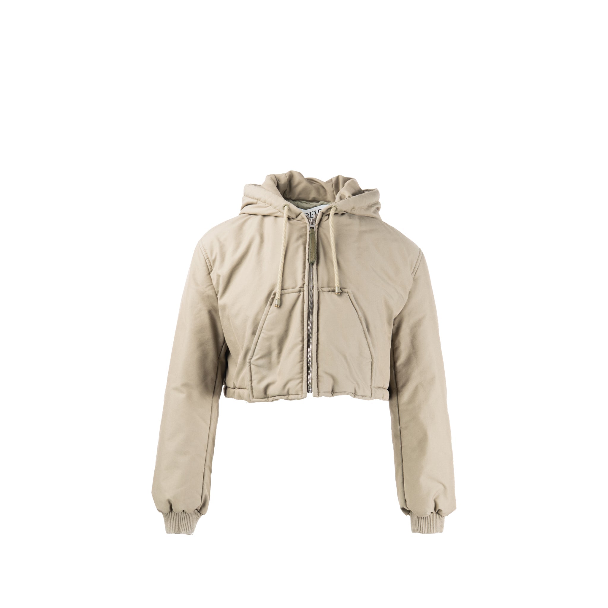 loewe-size-34-cropped-hooded-jacket-cotton-polyester-khaki-green