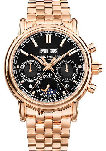 patek-philippe-grand-complications-split-seconds-chronograph-pertetual-calendar-watch-40-2mm-rose-gold-case-black-dial-rose-gold-bracelet-5204-1r-001