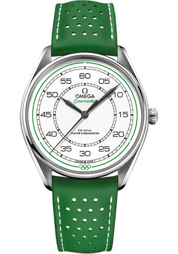 omega-specialities-olympic-official-timekeeper-limited-edition-set-39-5-mm-steel-case-white-dial-green-micro-perforated-leather-strap-limited-edition-of-100-522-32-40-20-04-005
