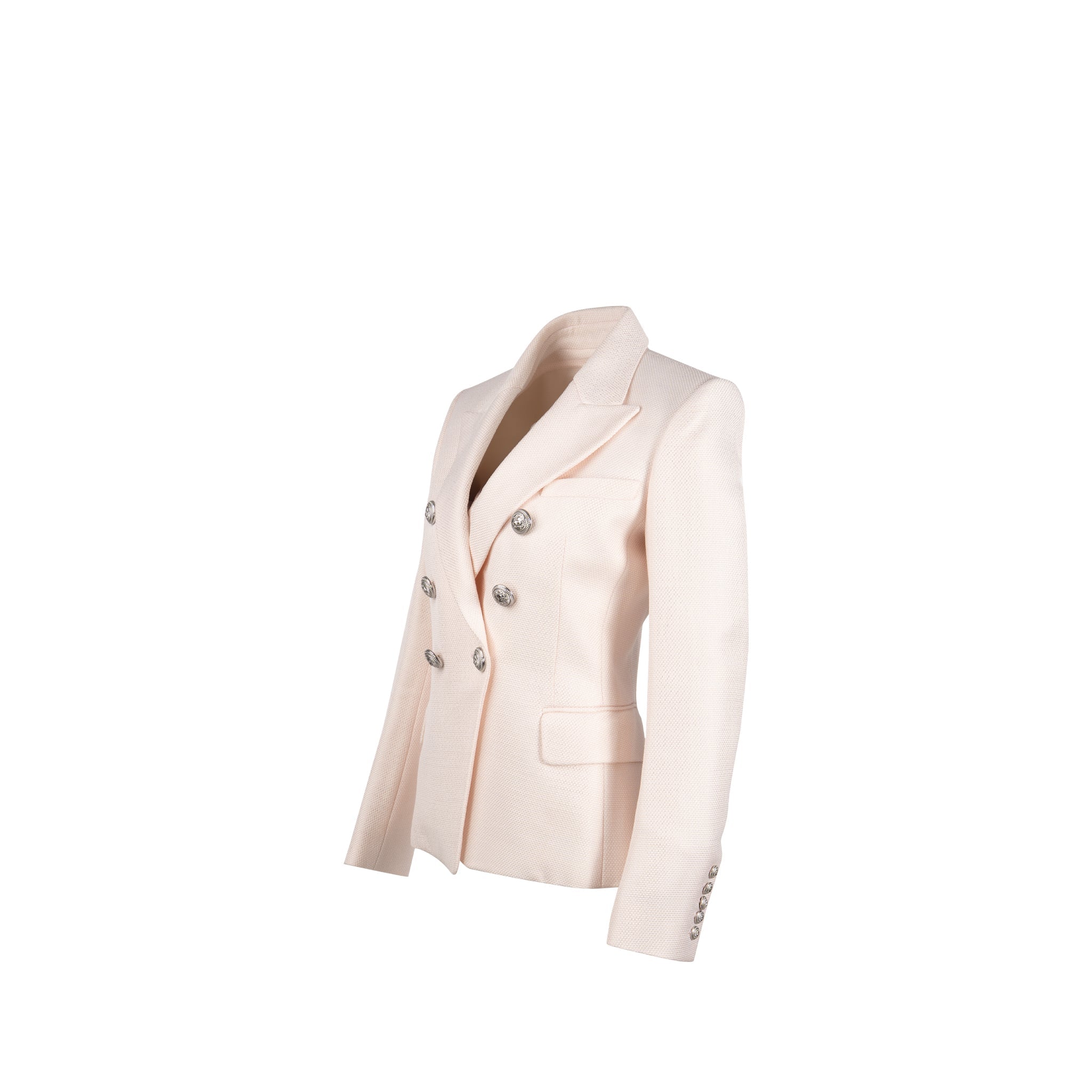 balmain-size-38-classic-jacket-blazer-silver-button-viscose-pale-pink
