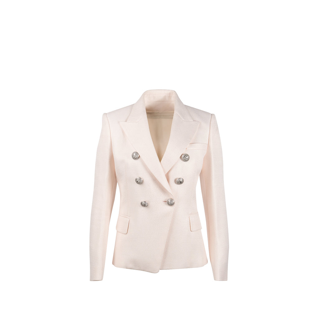 balmain-size-38-classic-jacket-blazer-silver-button-viscose-pale-pink
