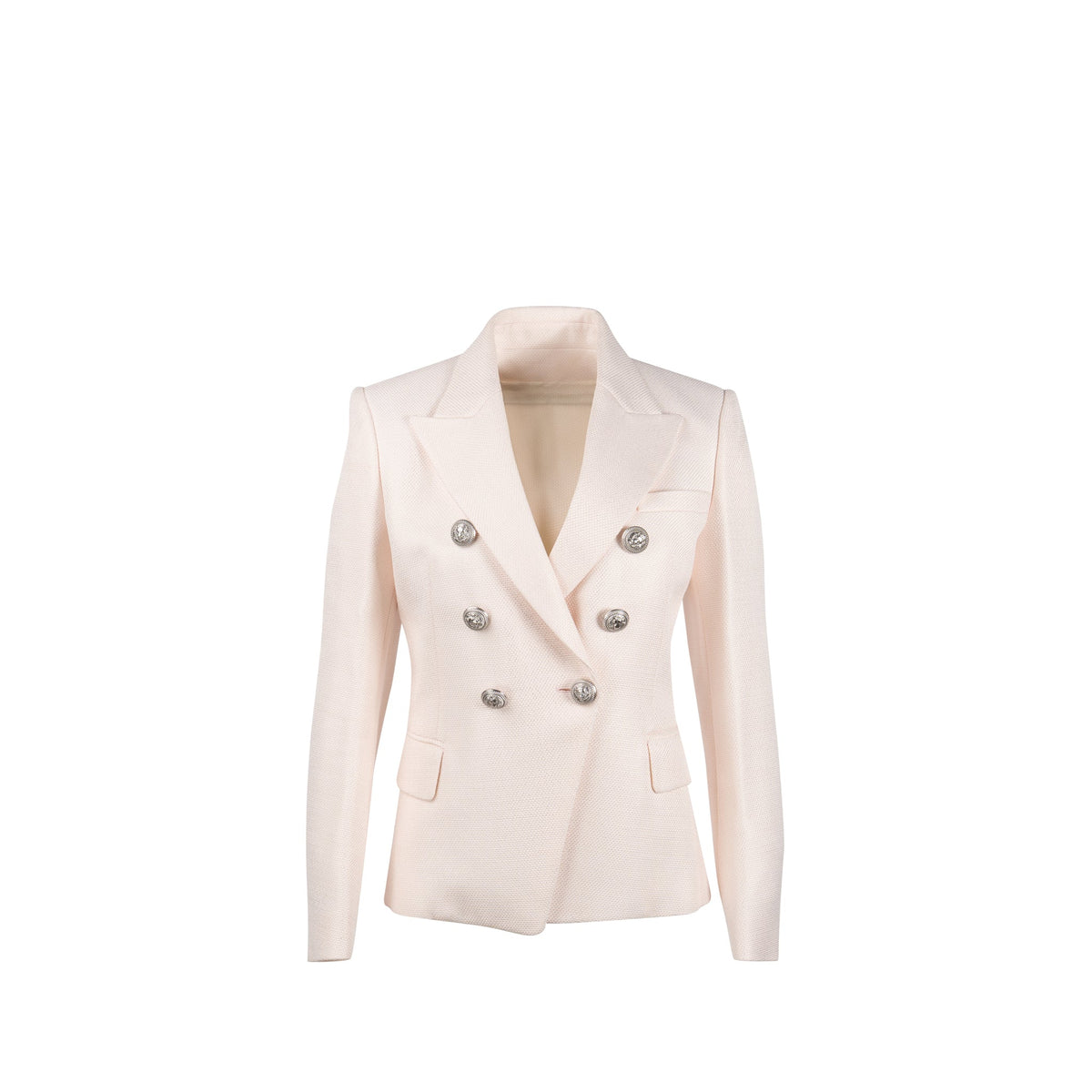 balmain-size-38-classic-jacket-blazer-silver-button-viscose-pale-pink
