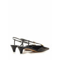 FENDI FFOLD PANELED LEATHER SLINGBACK FLATS BLACK