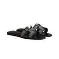 HERMÈS HERMES EPSOM ORAN SANDAL BLACK WITH MESH & CRYSTAL PATTERN