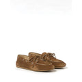 MIU MIU BRUSHED LEATHER SLINGBACK LOAFERS TAN & SUEDE
