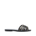 SAINT LAURENT TRIBUTE FLAT SANDALS BLACK (STUDDED)
