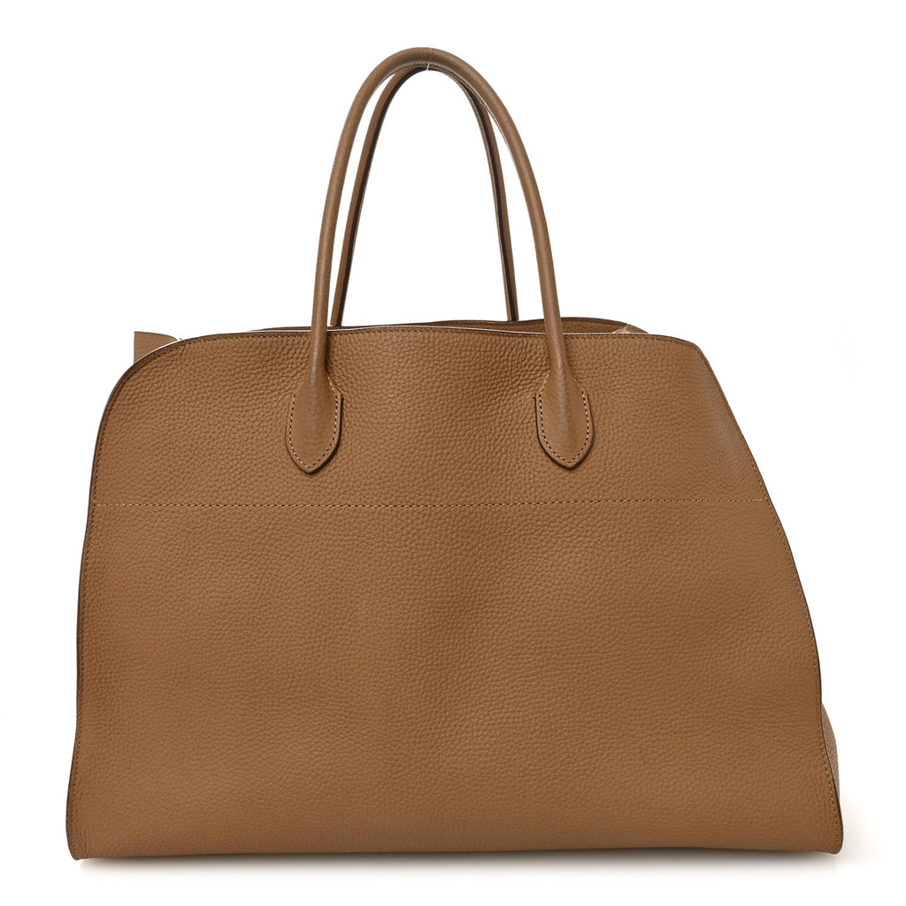 THE ROW MATTE GRAINED CALFSKIN SOFT MARGAUX 17 DARK TAUPE