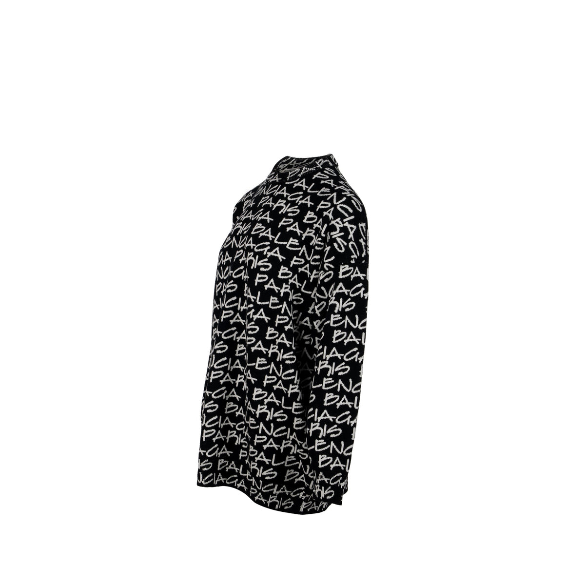 balenciaga-size-m-long-sleeve-sweater-virgin-wool-black-white