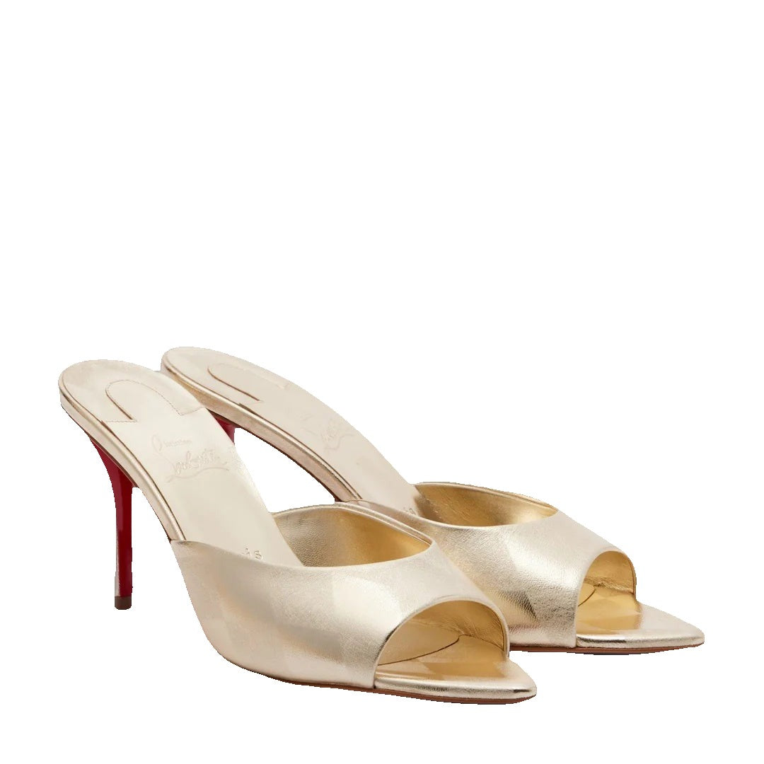 CHRISTIAN LOUBOUTIN MISS Z CRYSTAL MULES GOLD & CHAMPAGNE