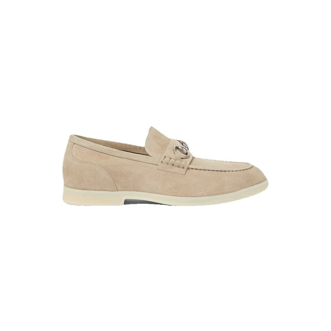 GUCCI HORSEBIT-DETAILED SUEDE CLOGS BEIGE