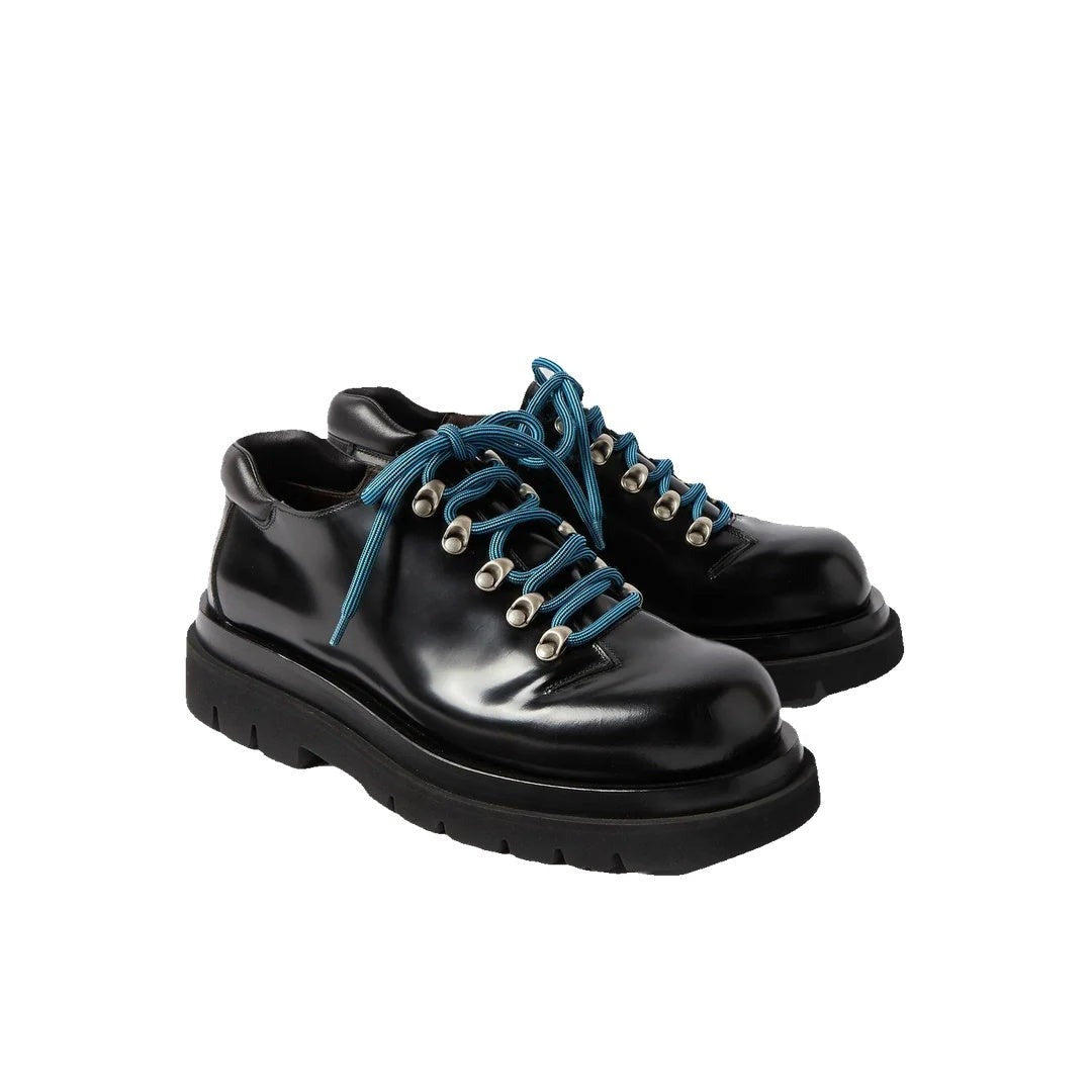 BOTTEGA VENETA SHOES BLACK WITH BLUE LACES