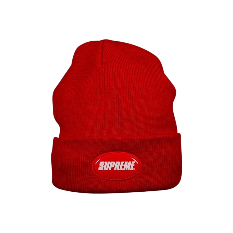 Supreme Rubber Patch Beanie 'Red'