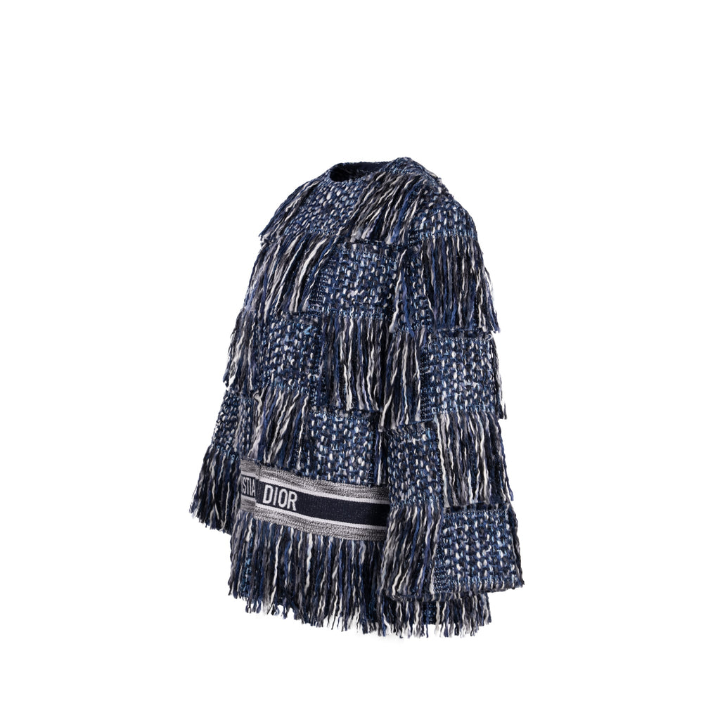 dior-size-36-embroidered-logo-fringe-tweed-coat-virgin-wool-cotton-blue