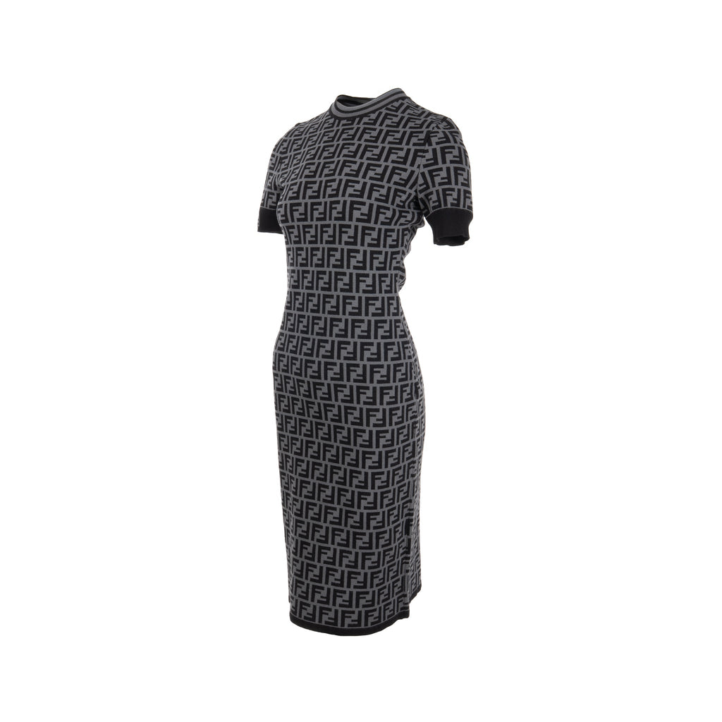 fendi-size-38-ff-knit-midi-dress-viscose-polyester-grey-black