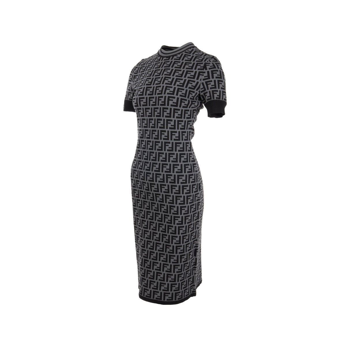 fendi-size-38-ff-knit-midi-dress-viscose-polyester-grey-black