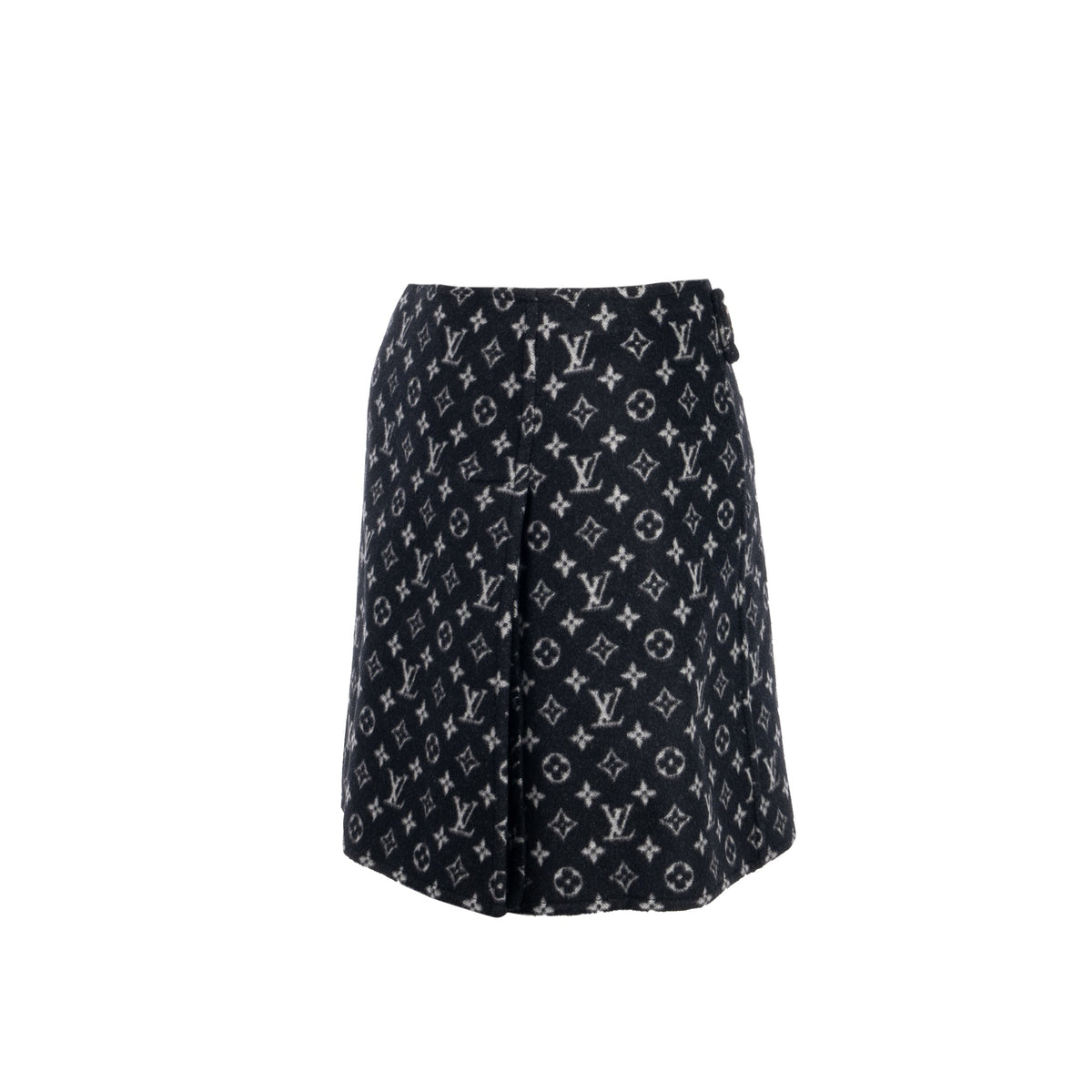 louis-vuitton-size-34-mini-skirt-wool-monogram-print-black