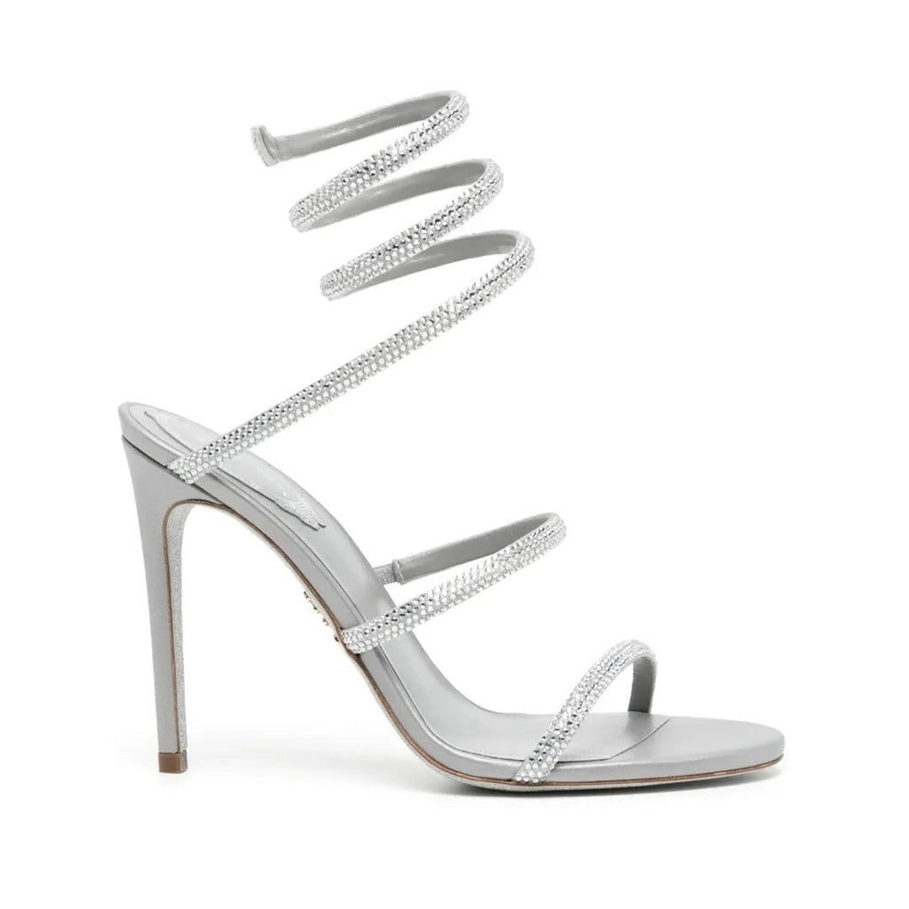 RENÉ CAOVILLA CLEO RHINESTONE-EMBELLISHED SANDAL SILVER