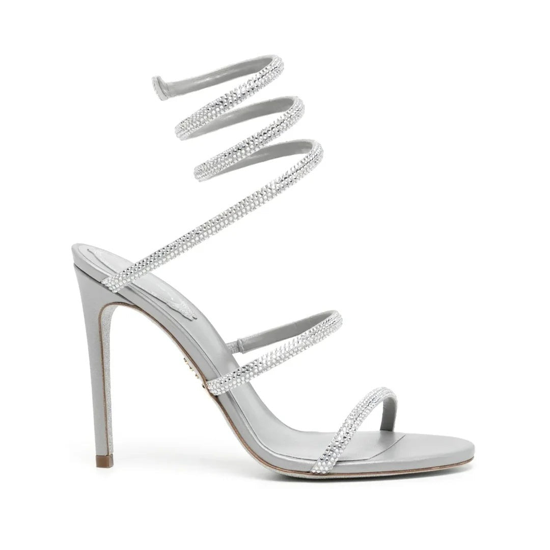 RENÉ CAOVILLA CLEO RHINESTONE-EMBELLISHED SANDAL SILVER