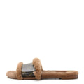 LOUIS VUITTON MONOGLAM LOCK IT FLAT MULE BROWN SHEARLING