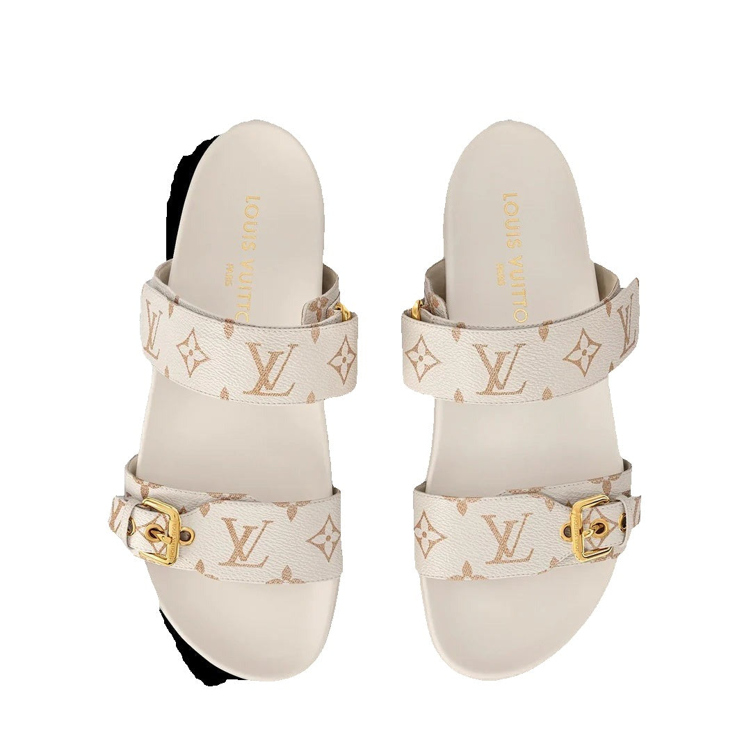 LOUIS VUITTON CATOGRAM BOM DIA FLAT MULE CREAM & IVORY