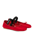 MIU MIU NAPPA RUCHED BALLET FLATS RED