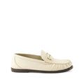 SAINT LAURENT LOGO-PLAQUE GATHERED LOAFERS CREAM & IVORY