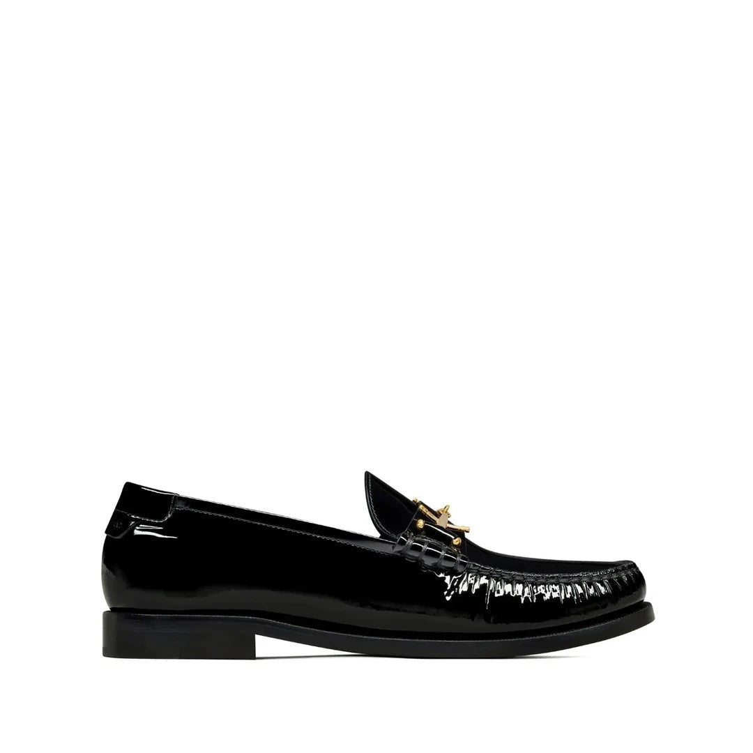 SAINT LAURENT LE LOAFER LOAFERS BLACK PATENT WITH HORSEBIT