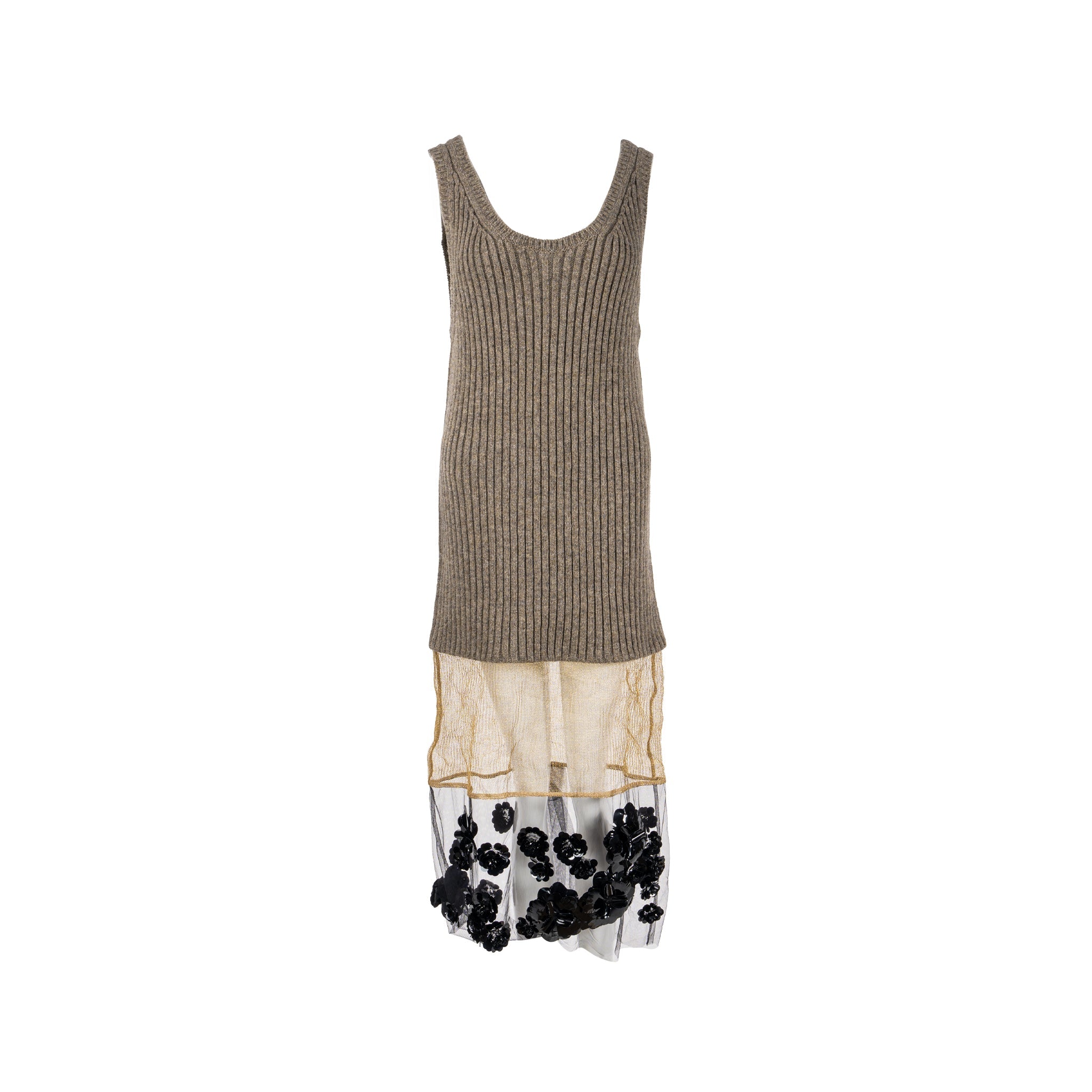 prada-size-38-flower-dress-scheerwol-light-grey-gold-black
