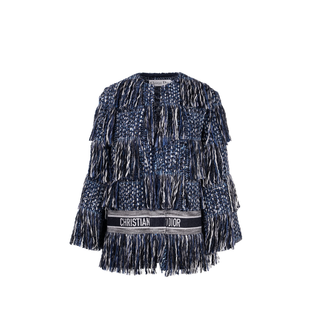 dior-size-36-embroidered-logo-fringe-tweed-coat-virgin-wool-cotton-blue