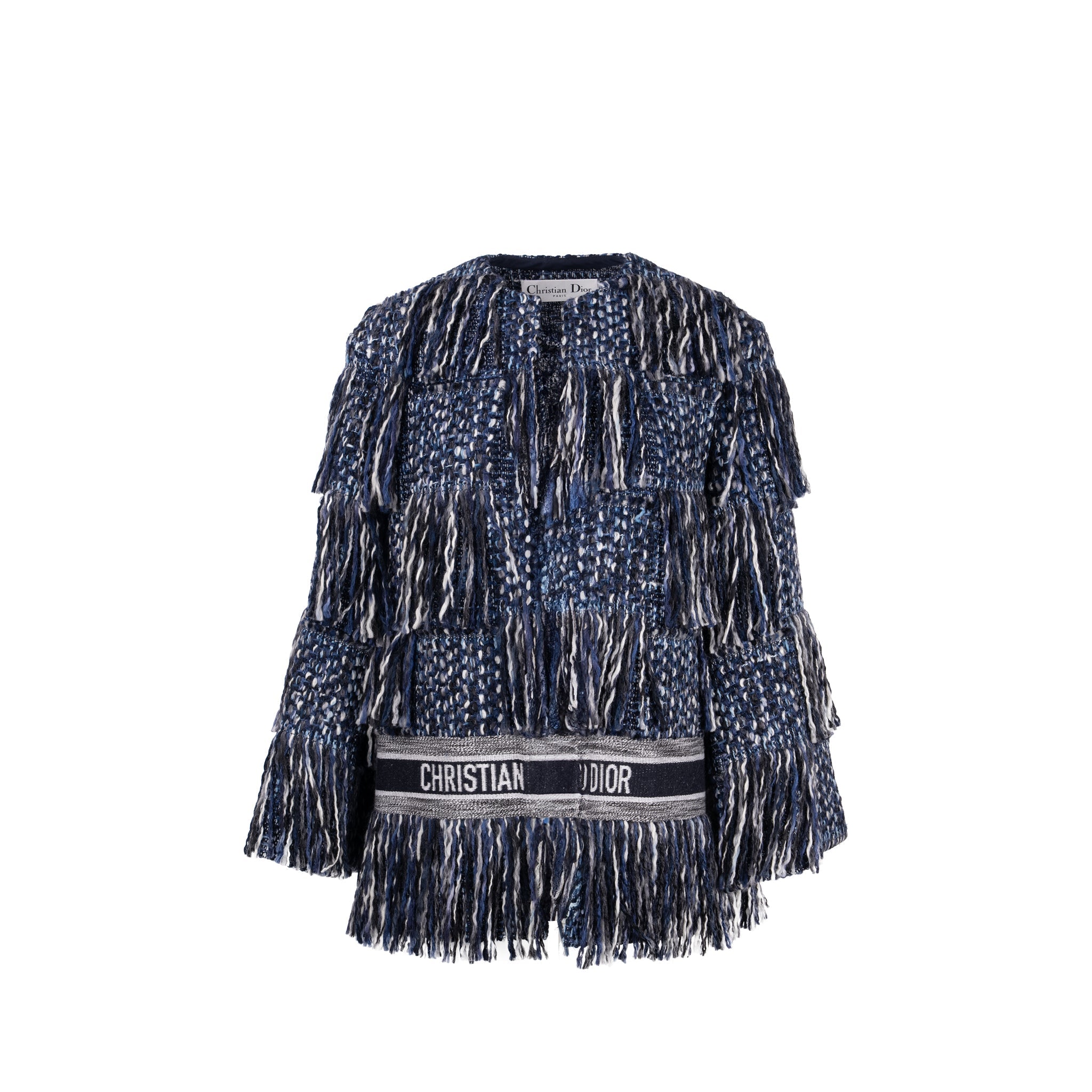 dior-size-36-embroidered-logo-fringe-tweed-coat-virgin-wool-cotton-blue