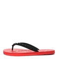 CHRISTIAN LOUBOUTIN LOUBI DONNA SPIKE FLIP FLOPS RED & BLACK