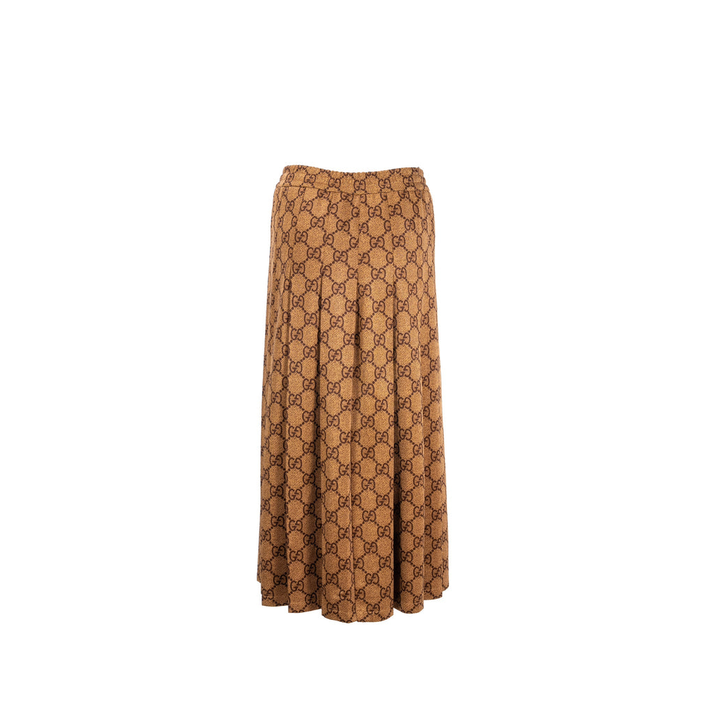 gucci-xs-gg-logo-print-skirts-polyester-cotton-brown