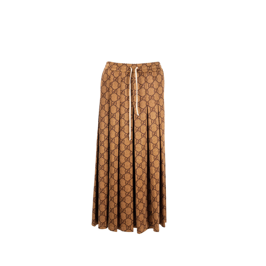 gucci-xs-gg-logo-print-skirts-polyester-cotton-brown