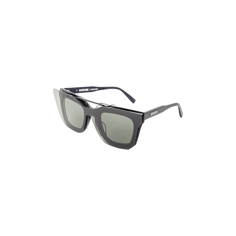 Sacai Rectangular Frame Tortoiseshell Sunglasses — Black