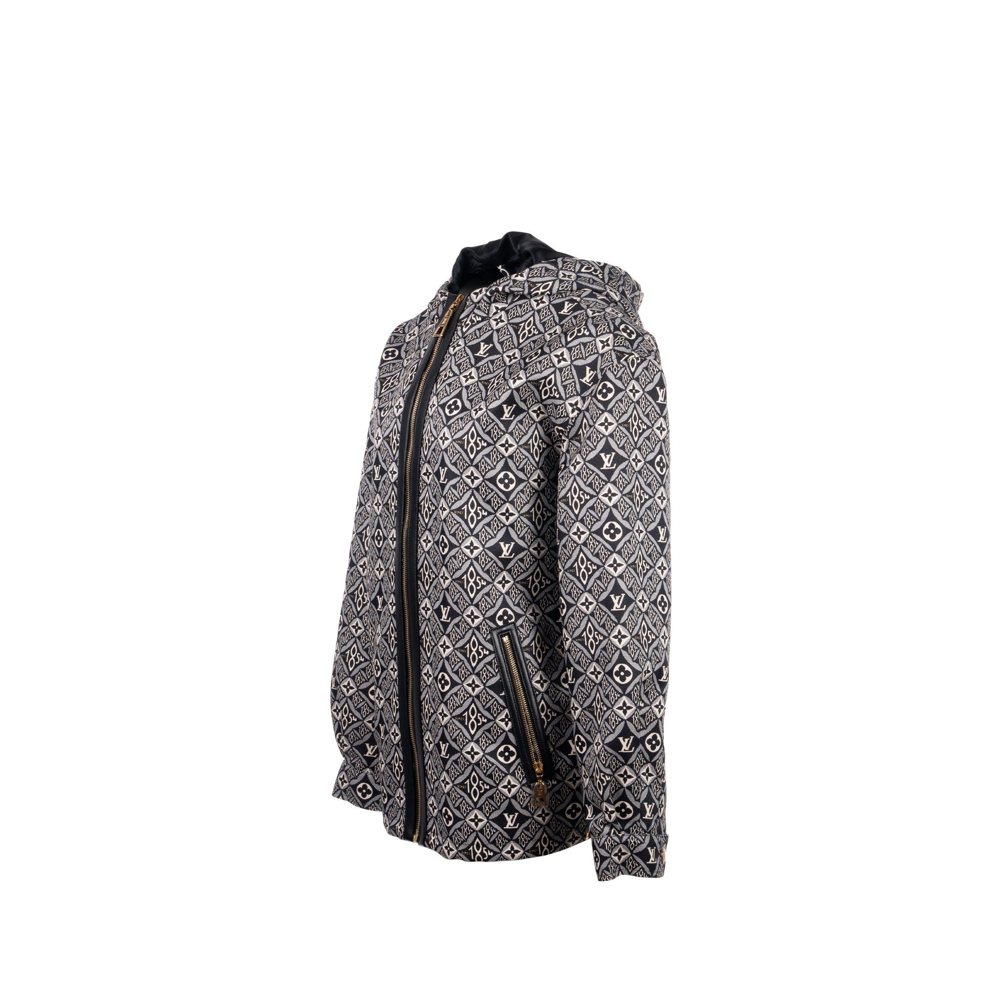 louis-vuitton-size-38-monogram-since-1854-hooded-silk-parka-polyamide-silk-black-white