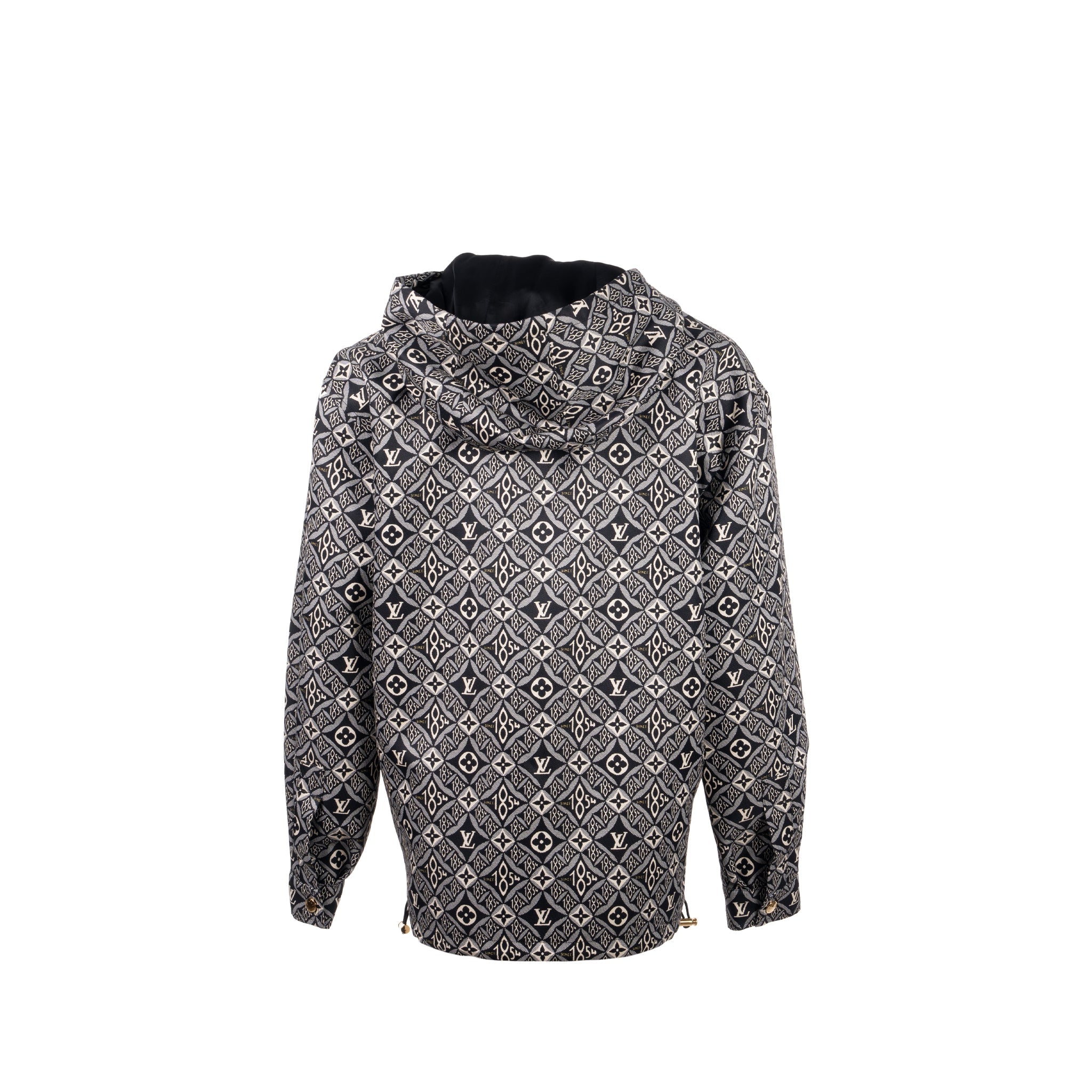 louis-vuitton-size-38-monogram-since-1854-hooded-silk-parka-polyamide-silk-black-white