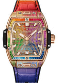 hublot-spirit-of-big-bang-king-gold-rainbow-watch-39-mm-gem-set-dial-black-rubber-and-multicolored-leather-strap-662-ox-9900-lr-0999