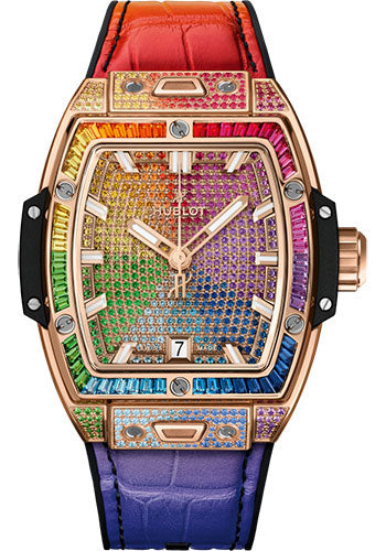 hublot-spirit-of-big-bang-king-gold-rainbow-watch-39-mm-gem-set-dial-black-rubber-and-multicolored-leather-strap-662-ox-9900-lr-0999